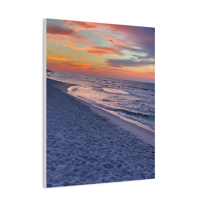 Sunset Beach Matte Stretched Canvas Print