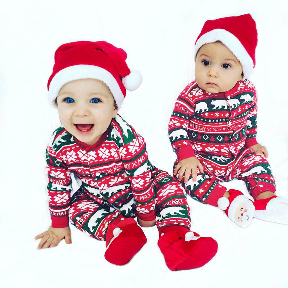 Baby Christmas Santa Plaid Romper Jumpsuit