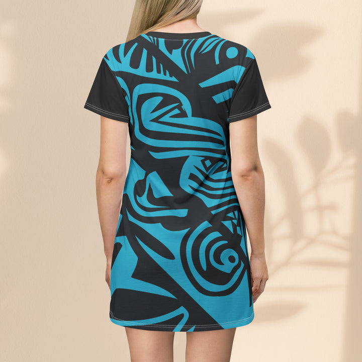 T-Shirt Dress (AOP) - Tribal Blue