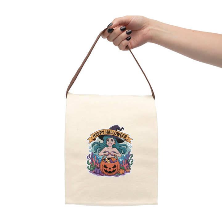 Halloween Canvas Lunch Bag with Strap – Reusable Eco-Friendly Tote for Kids & Fall Picnics