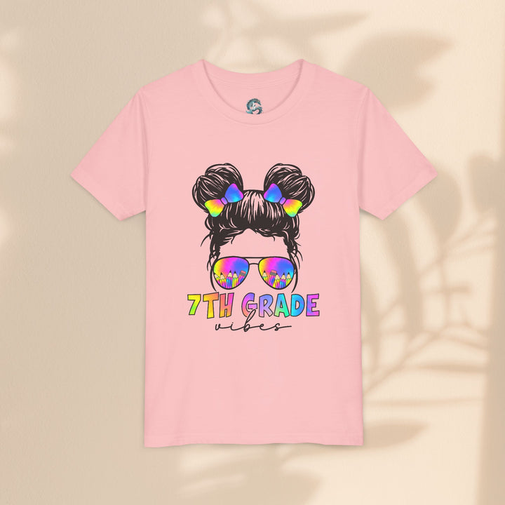 Rainbow 7th Grade Vibes Tee, Fun Youth T-Shirt, Back to School Fashion, Kids Graphic Tee, Teen Birthday Gift, Colorful Kids Wear