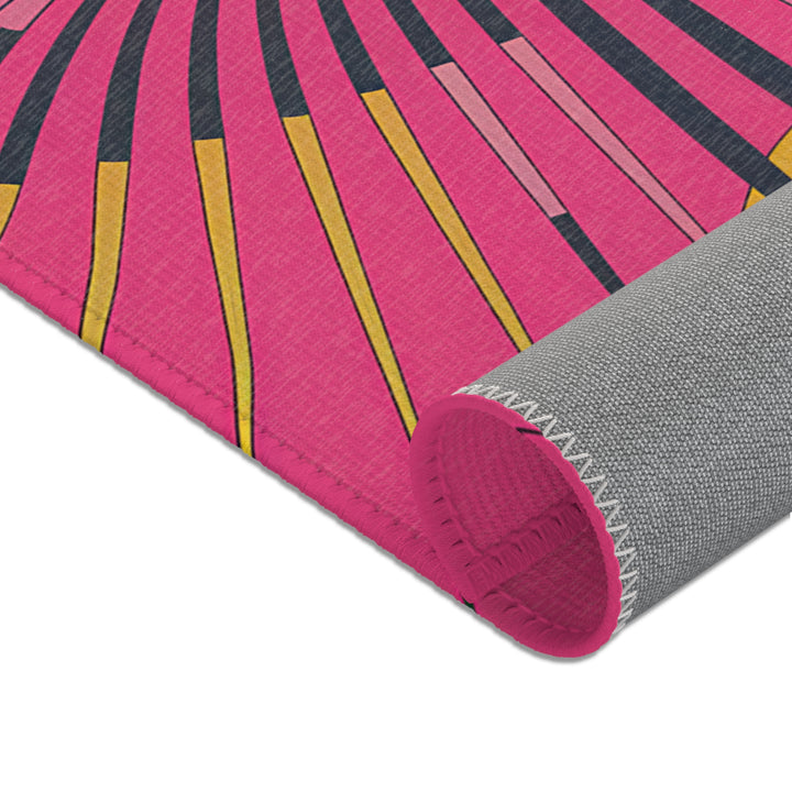 Vibrant Area Rug with Retro Sunburst Design, Hope Rising