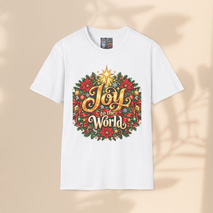 Joy to the World Christmas T-Shirt — Festive Wreath Holiday Tee