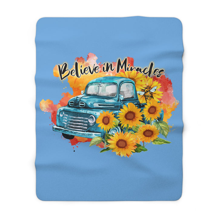 Believe in Miracles Sherpa Fleece Blanket – Cozy Floral Throw & Inspirational Gift