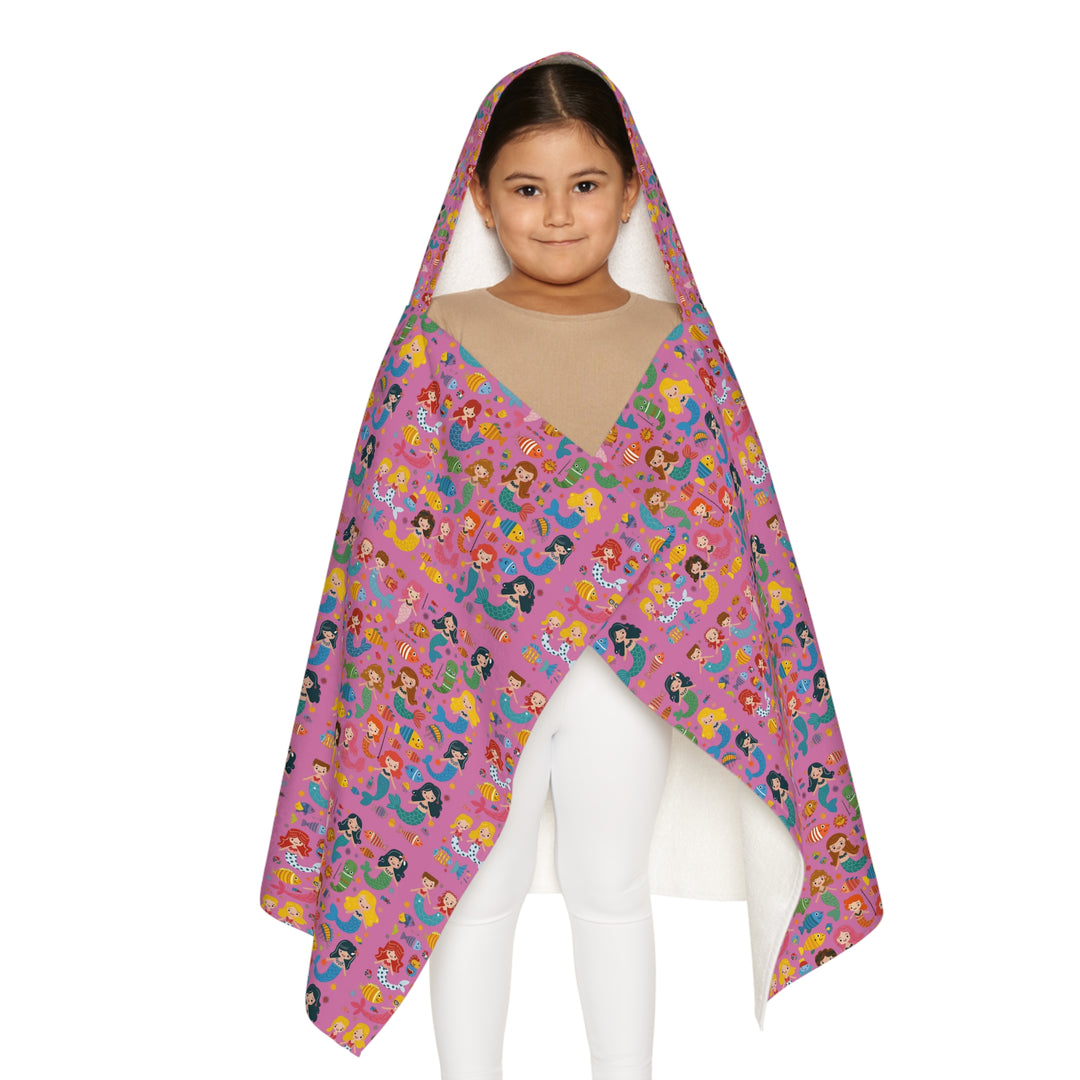 Kids Hooded Towel — Colorful Cartoon Mermaid & Sea Friends