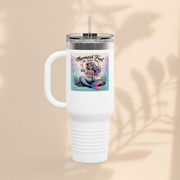 Magical Mermaid Fuel Insulated Travel Mug | 40oz Fantasy Drinkware for Beach Lovers, Gifts for Her