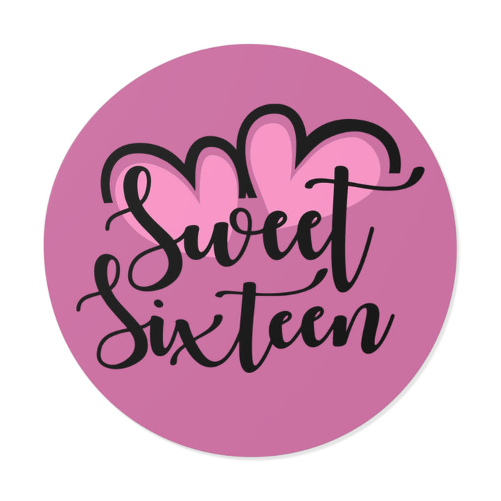 Sweet 16 Round Vinyl Stickers – Birthday Party Favors, Cute Décor & Personalized Celebration Labels