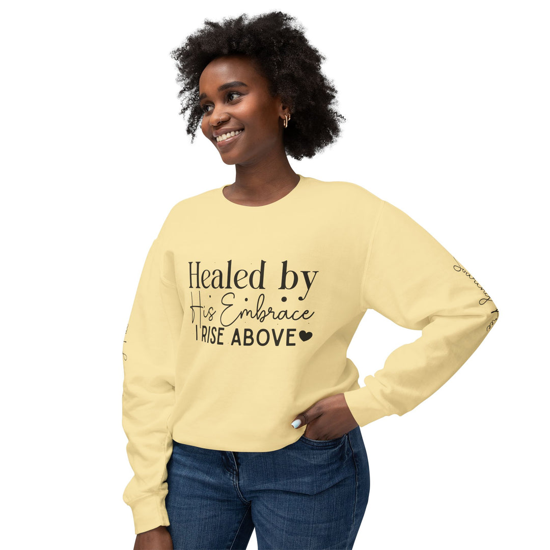 Unisex Lightweight Crewneck Sweatshirt - Healed By His Embrace