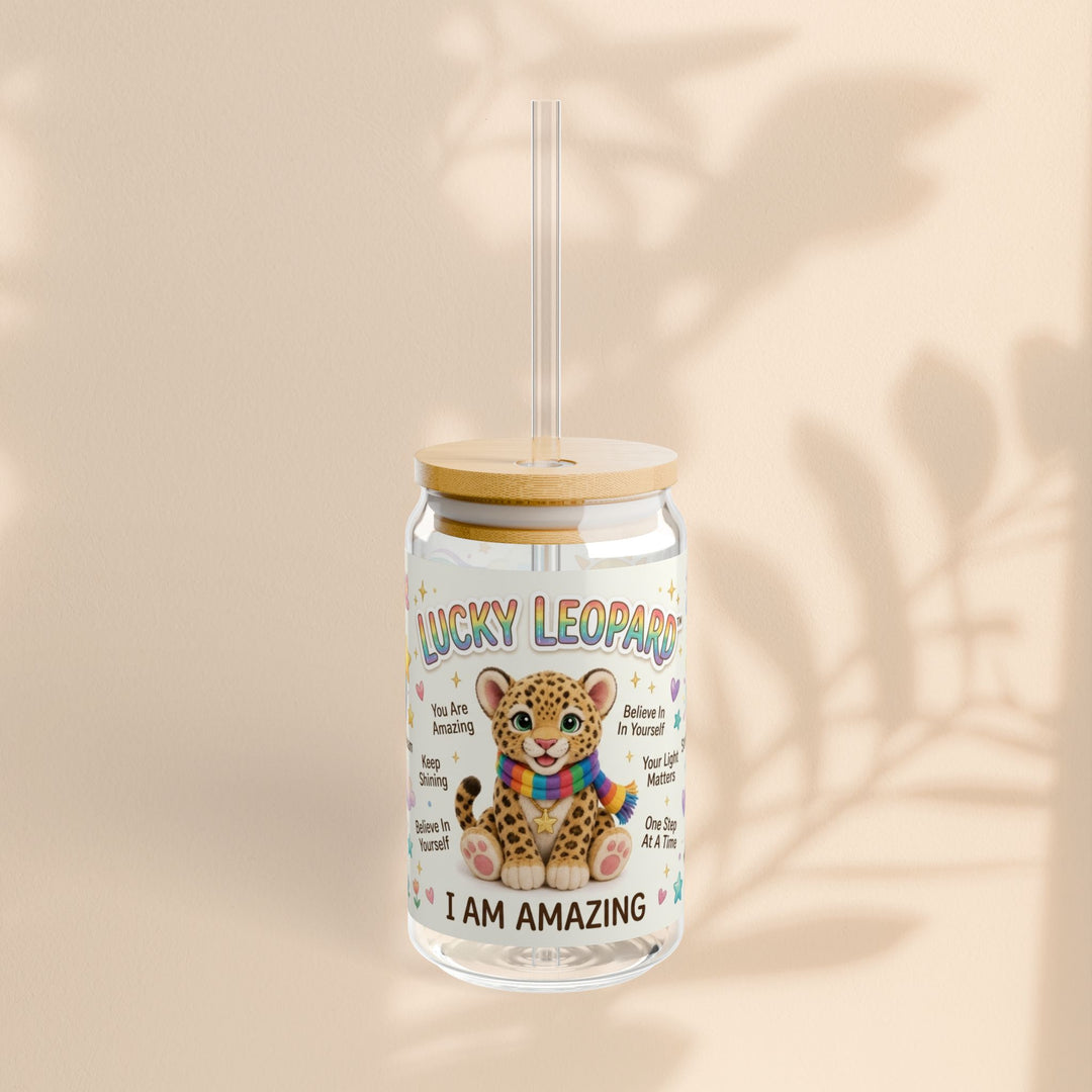 Lucky Leopard “I Am Amazing” Sipper Glass – 16 oz
