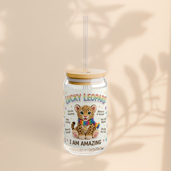 Lucky Leopard “I Am Amazing” Sipper Glass – 16 oz