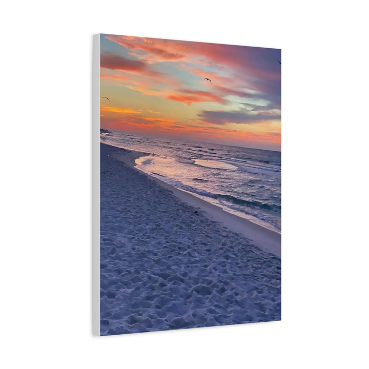 Sunset Beach Matte Stretched Canvas Print