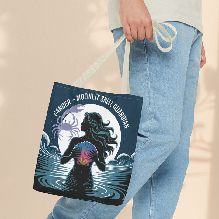 Zodiac Cancer Tote, Astrology-Inspired Tote Bag, Zodiac Gift, Cancer Moonlit Shell Guardian, Eco-Friendly Bag, Gift for Her