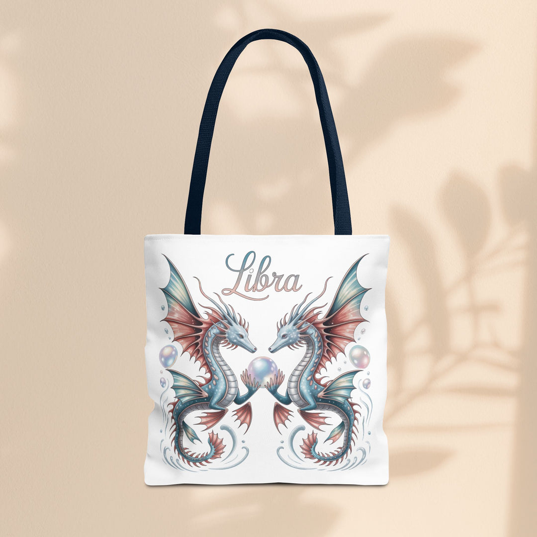 Libra Dragon Tote Bag, Zodiac Sign Tote, Astrological Gift, Fantasy Art Shopper, Unique Astrology Carryall