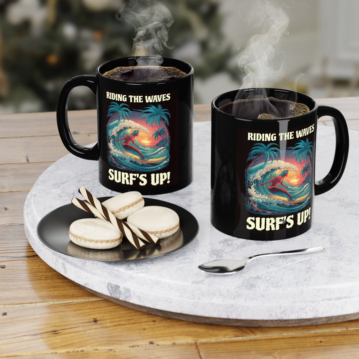 Black Coffee Mug, 11oz - Surf's Up