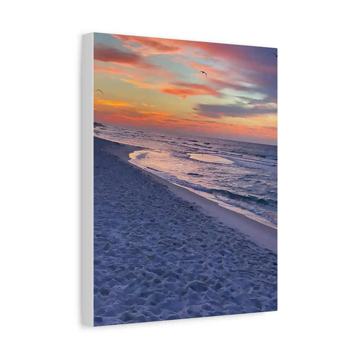 Sunset Beach Matte Stretched Canvas Print