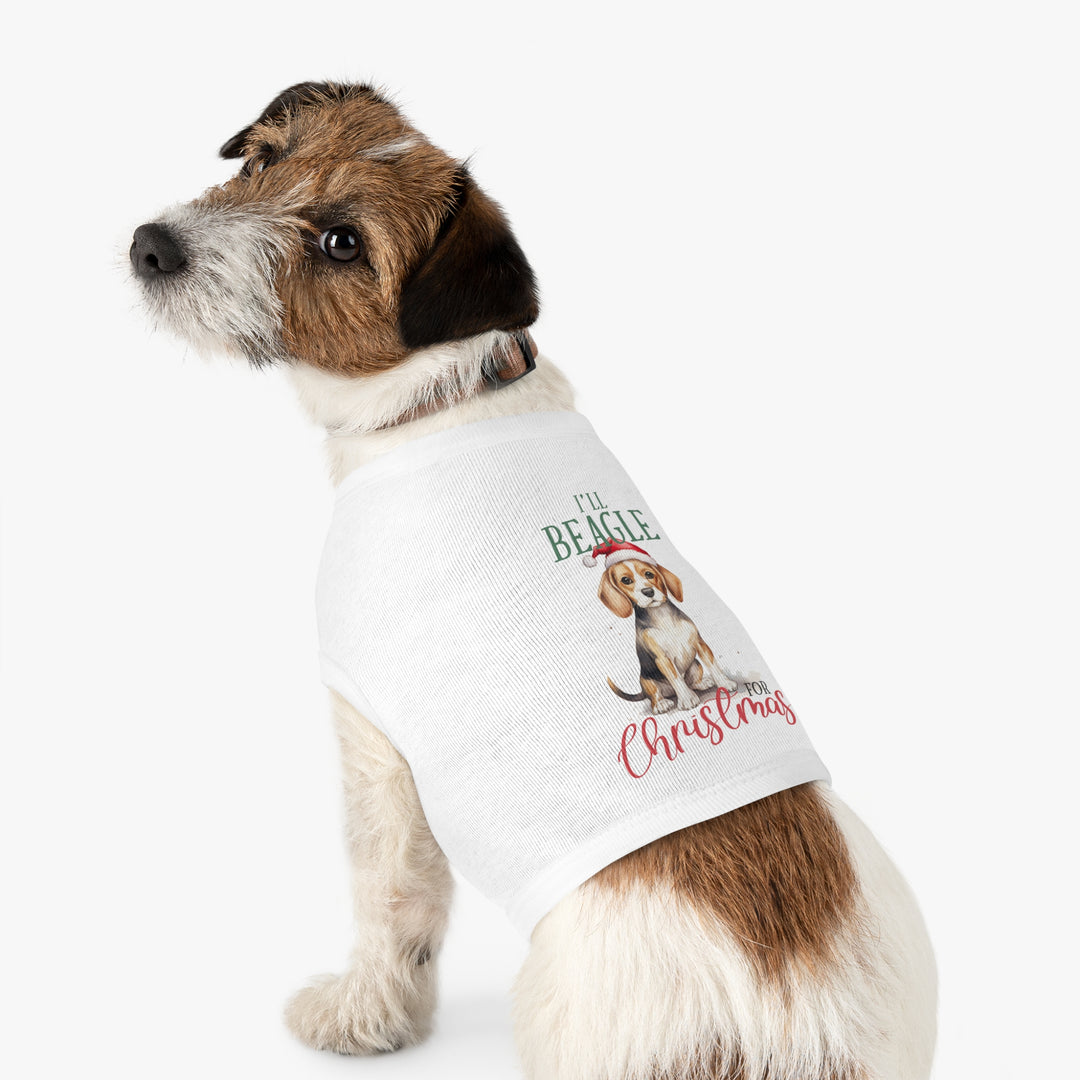 Festive Beagle Pet Tank Top - Holiday Dog Apparel - I'm Beagle for Christmas