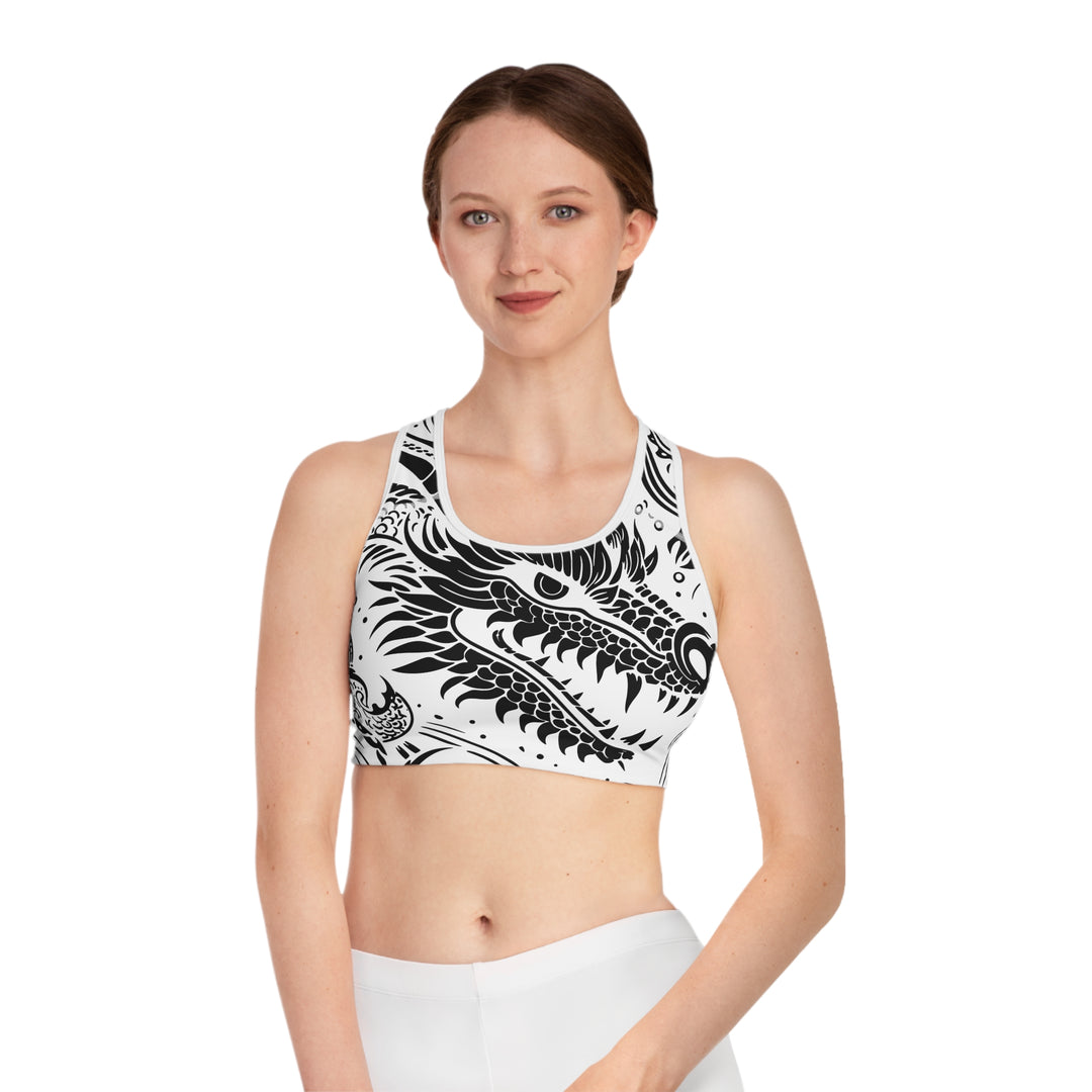 Sports Bra - Dragon Black and White