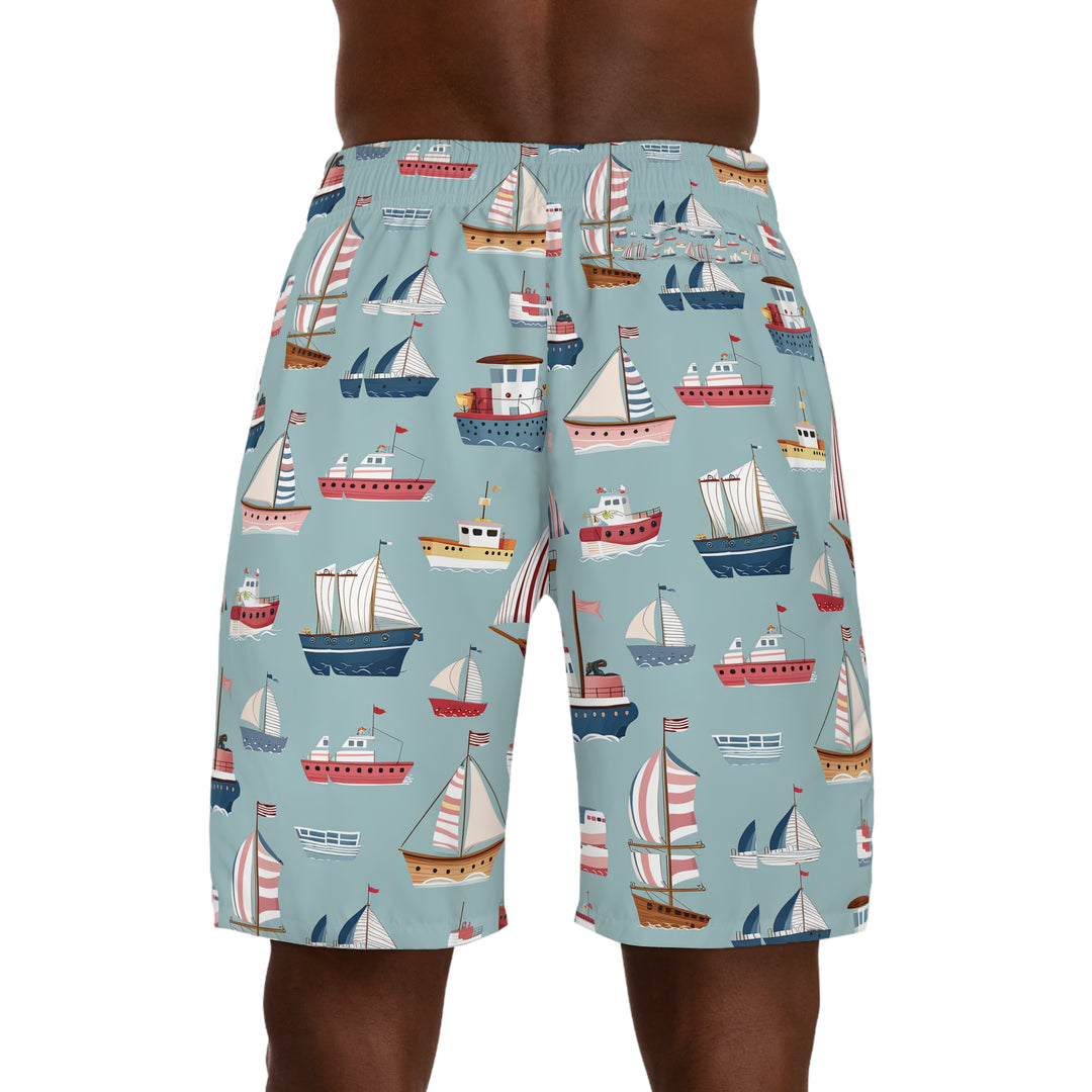 Men's Jogger Shorts - Sail Boats