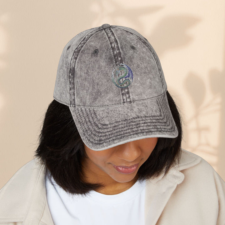 Vintage Embroidered Dragon Cap, Retro Baseball Hat, Gift for Her, Boho Accessories, Festival Wear, Casual Outfit