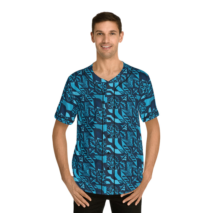 Men's Baseball Jersey (AOP) - Tribal Blue