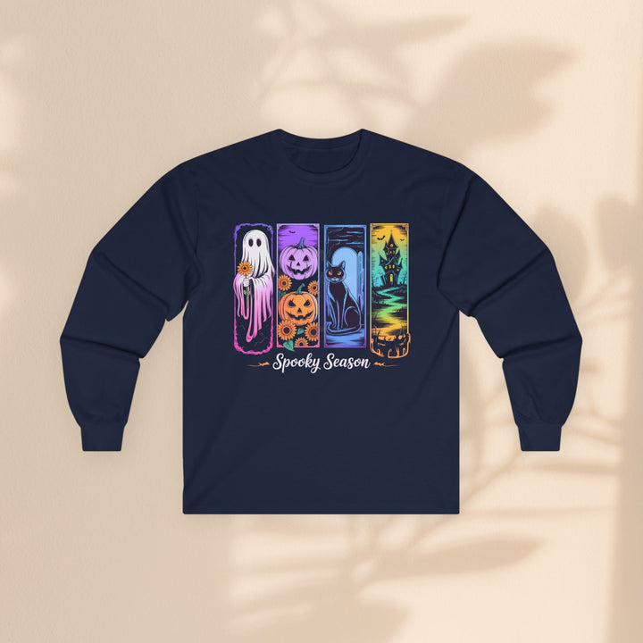 Spooky Season Long Sleeve Tee, Halloween Apparel, Ghost T-Shirt