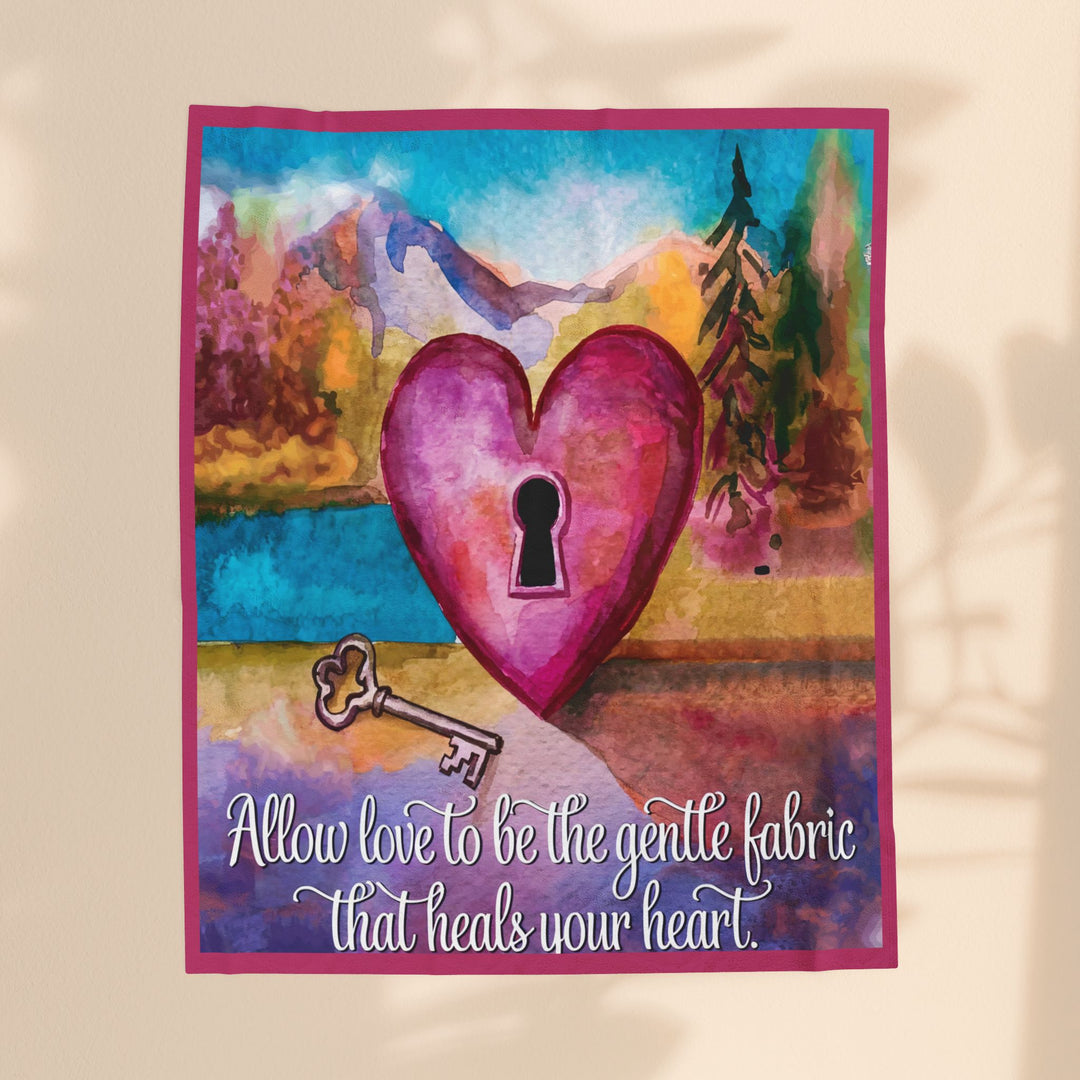 Inspirational Velveteen Plush Blanket - "Allow Love to Heal Your Heart"