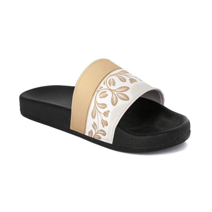 Women's Slide Sandals — Elegant Gold Filigree Floral Slides