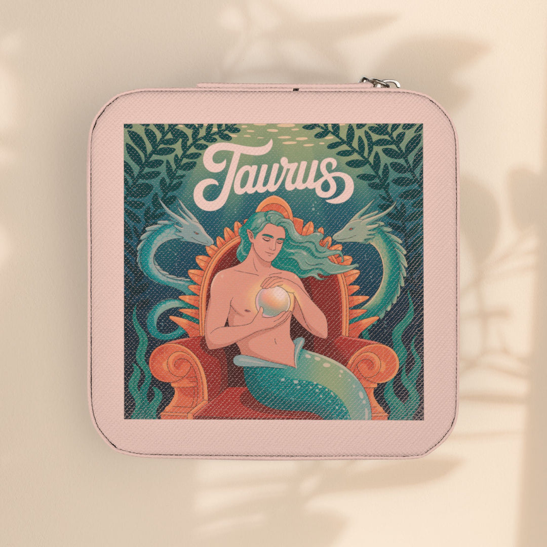 Taurus Zodiac Jewelry Travel Case – Compact Astrological Ring & Earring Organizer