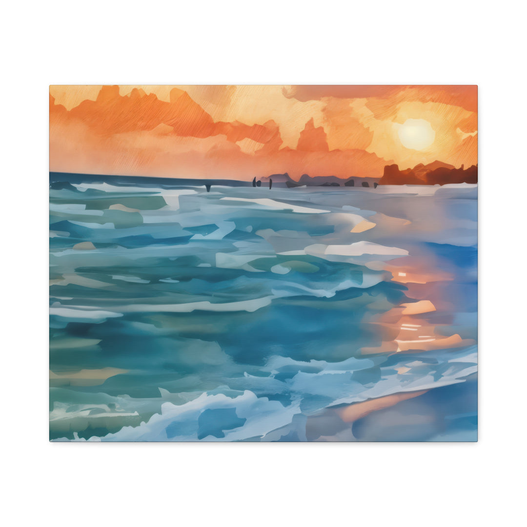 Coastal Sunset Canvas Art – Ocean and Beach Wall Décor