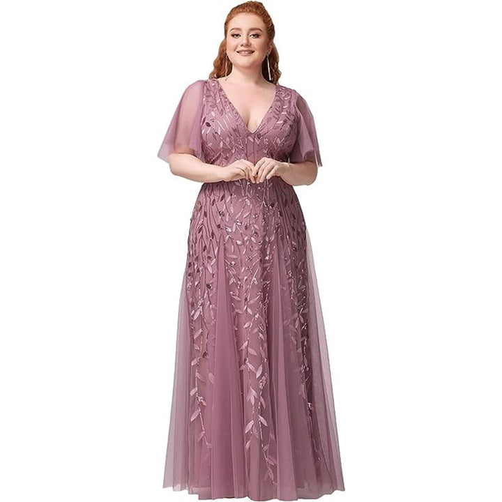 Plus-Size Sequin Fishtail Dress – Red Christmas Party Gown