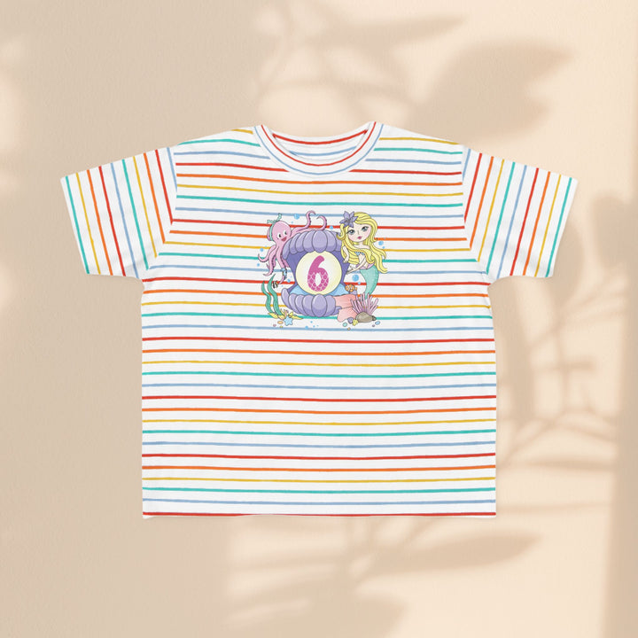 Age 6 Toddler Tee with Mermaid & Octopus Design - Birthday Celebration, Gifts for Ages 6
