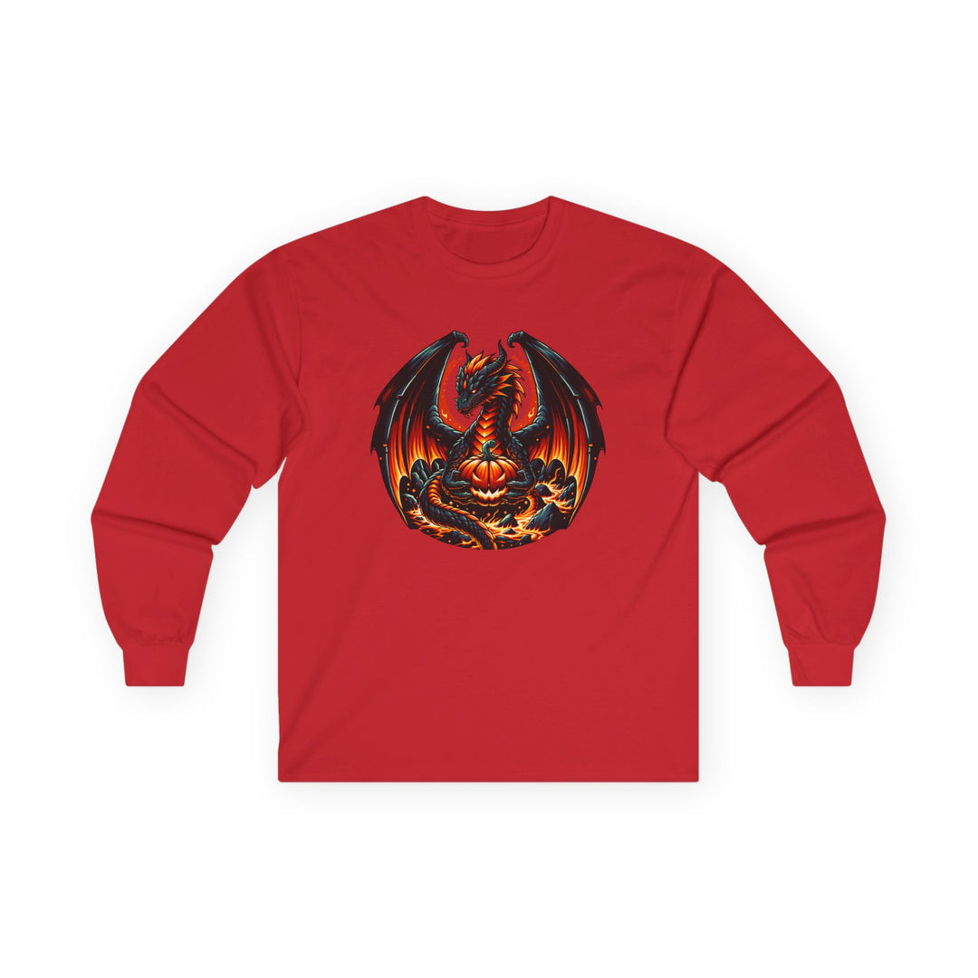 Dragon Emblem Unisex Long Sleeve Tee, Casual Streetwear, Gift for Fantasy Lovers, Halloween Apparel, Geek Culture Shirt, Cozy Graphic Tee