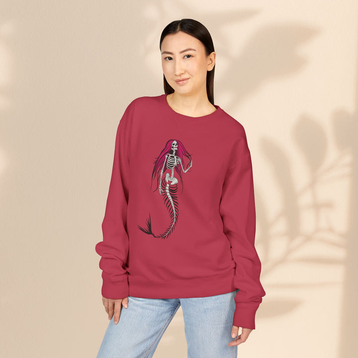 Crewneck Sweatshirt — Gothic Mermaid Skeleton Graphic