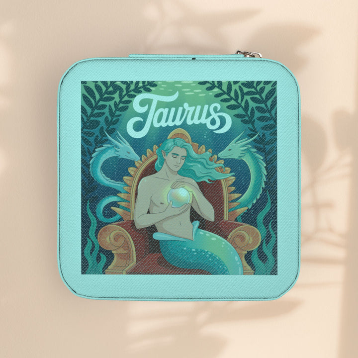 Taurus Zodiac Jewelry Travel Case – Compact Astrological Ring & Earring Organizer