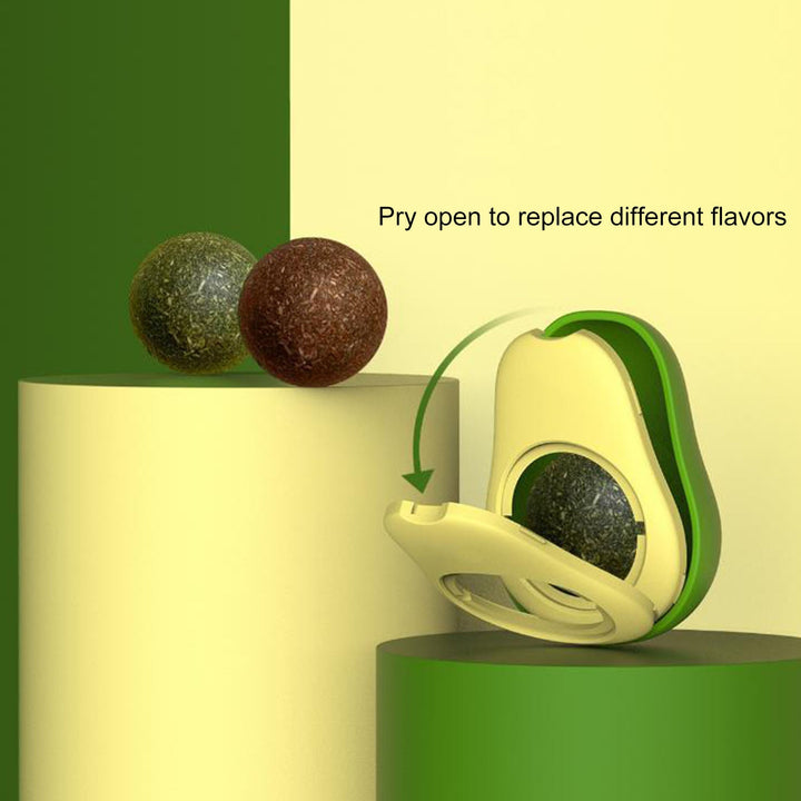 Cute Avocado Catnip and Silvervine Teeth-Cleaning Ball for Cats