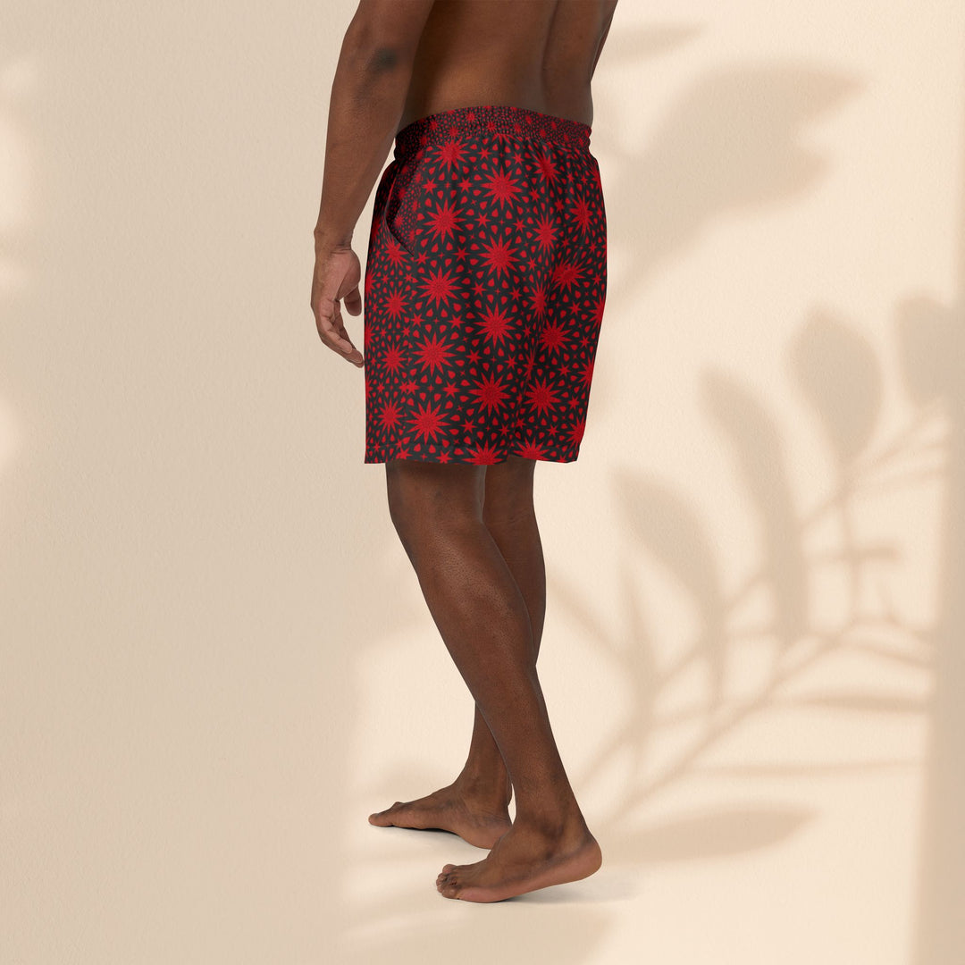 Red Star Pattern Unisex Swim Shorts - Perfect for Summer Fun