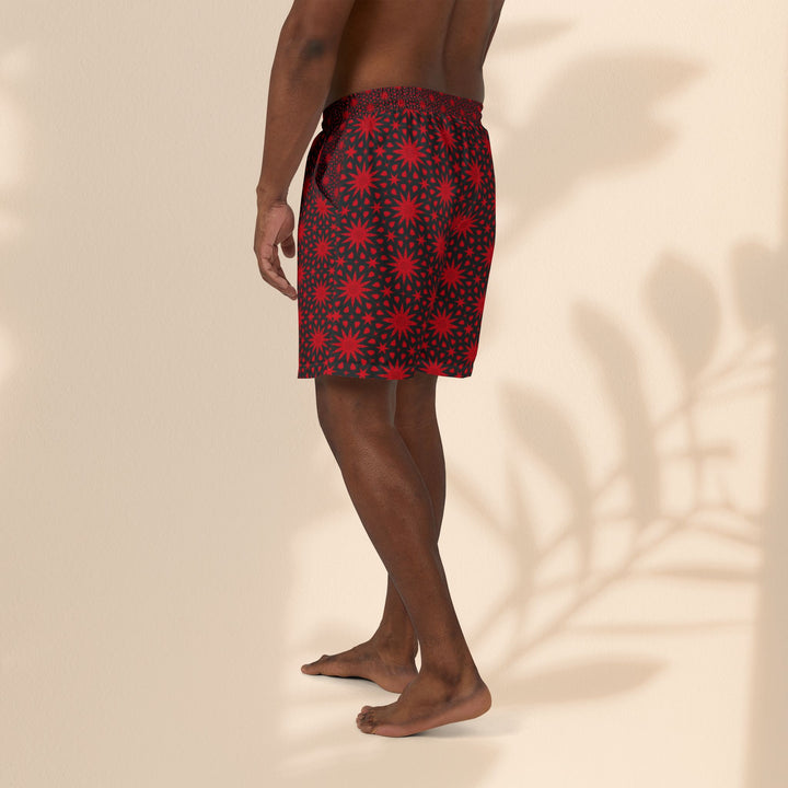 Red Star Pattern Unisex Swim Shorts - Perfect for Summer Fun