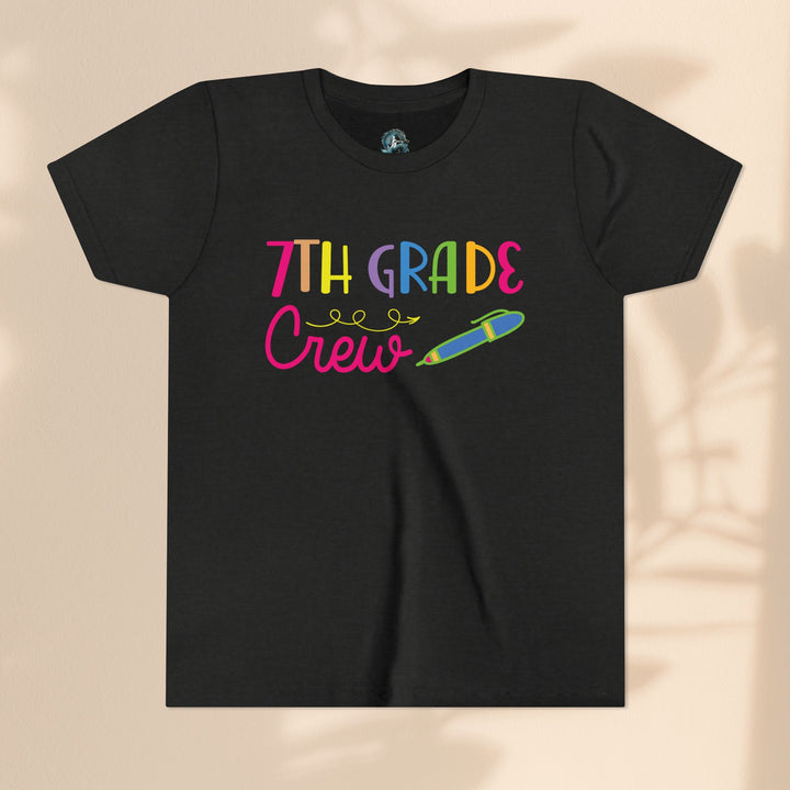 Seventh Grade Crew Tee, Fun School Spirit Shirt, Youth Fashion Top, Back to School Gift, Kids' Team Apparel, Colorful Graphic T-shirt