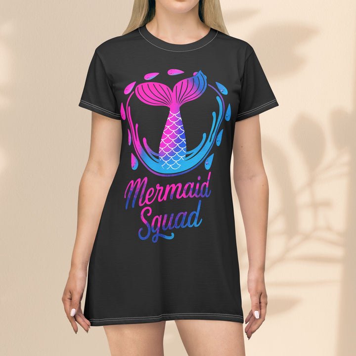 T-Shirt Dress (AOP) - Mermaid Squad