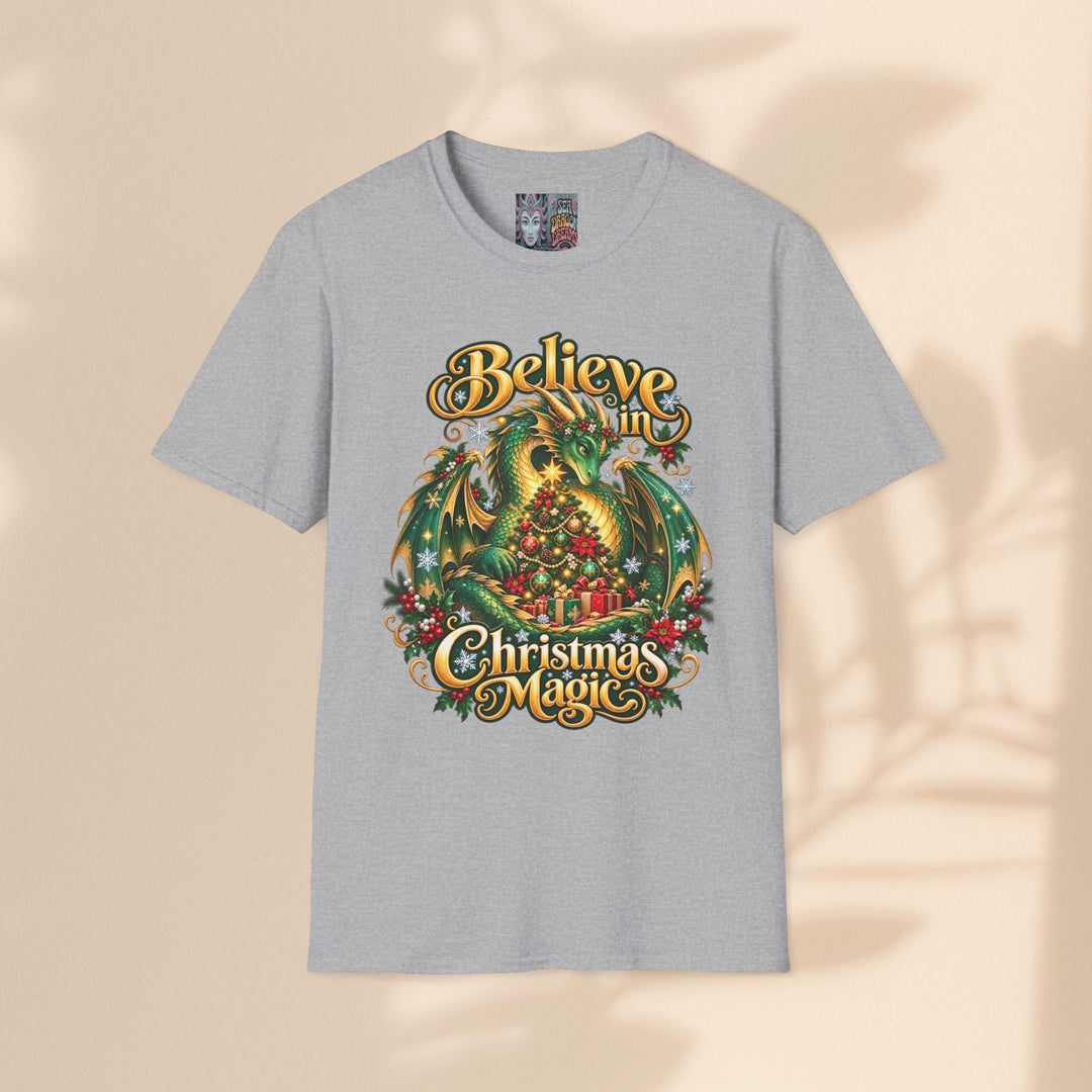 Believe in Christmas Magic T-Shirt – Festive Dragon Holiday Tee