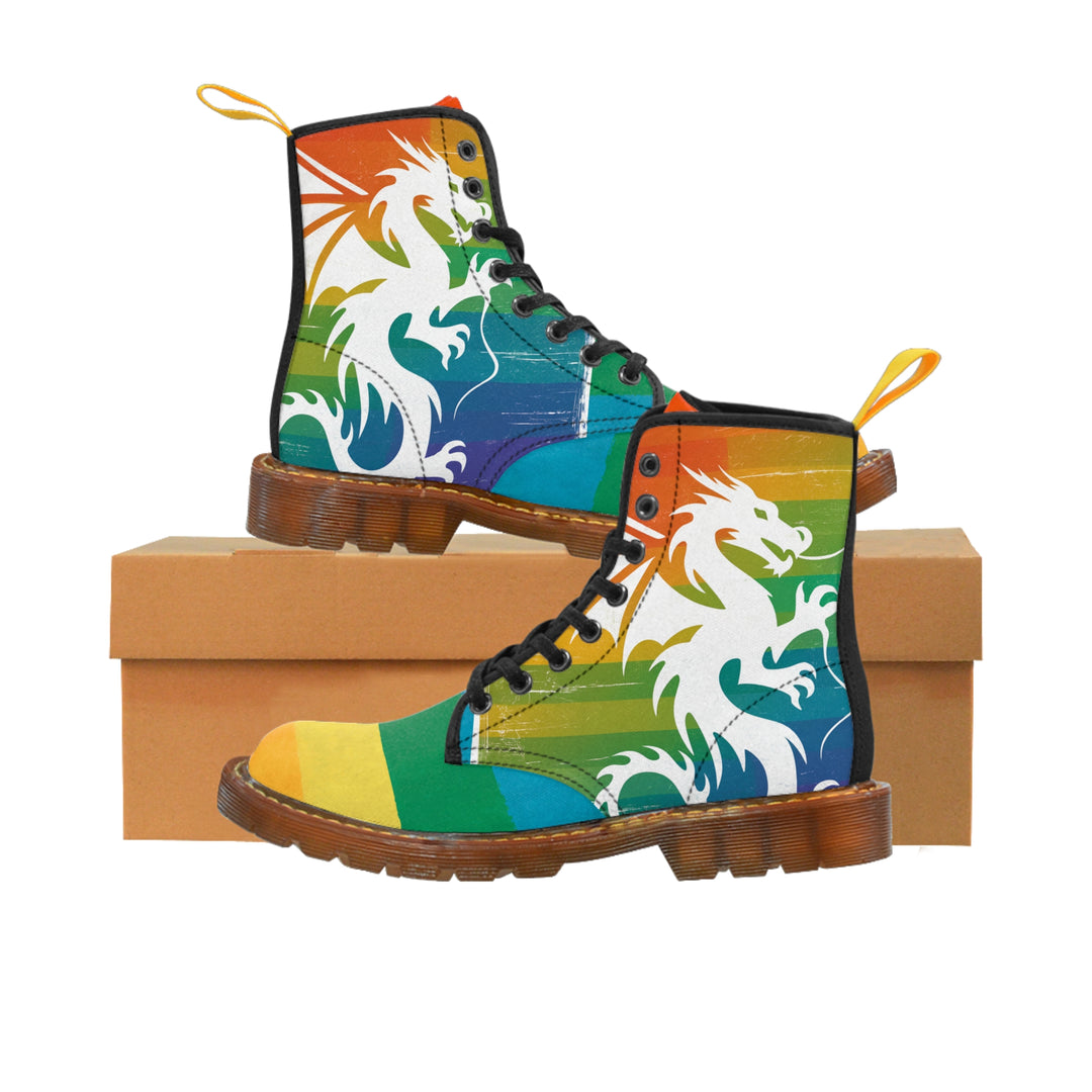 Women's Canvas Boots - Striped Dragon