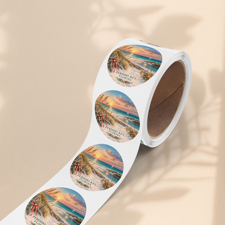 Perdido Key Florida Round Sticker Rolls – Waterproof Sunset Labels
