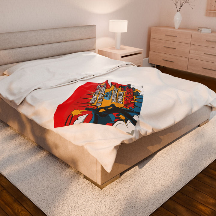 Superhero Dad Velveteen Plush Blanket - Perfect Gift for Father's Day