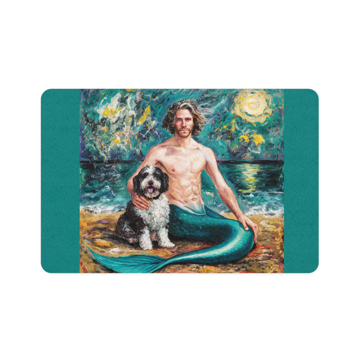 Pet Food Mat (12x18) - Merman with Dog