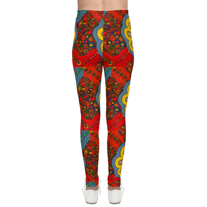 Vibrant Floral Youth Leggings | Colorful Pattern for Active Kids