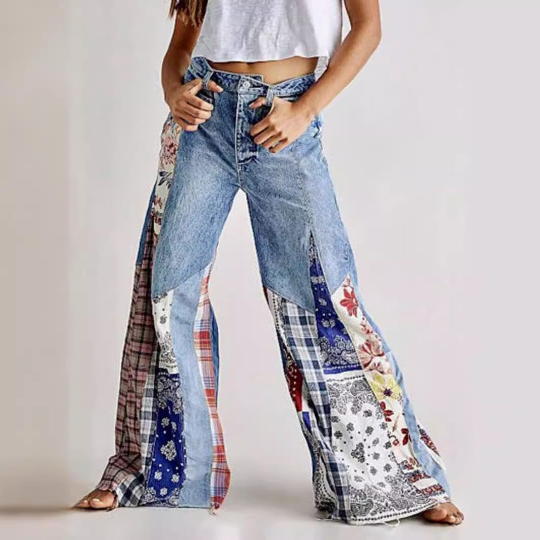 Women’s Retro High-Waist Wide-Leg Denim Jeans