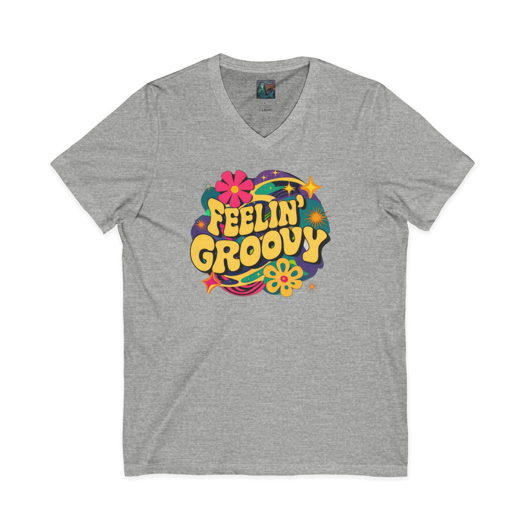 Unisex Jersey Short Sleeve V-Neck Tee - Feeling Groovy