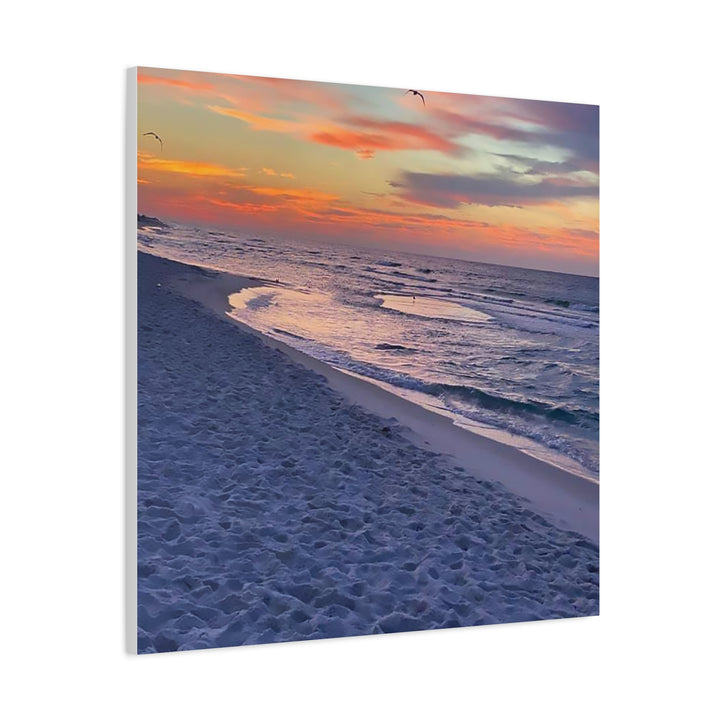 Sunset Beach Matte Stretched Canvas Print