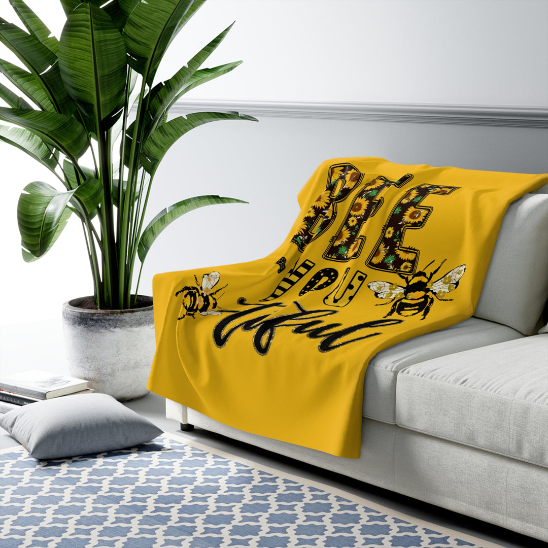 Bee-You-tiful Sherpa Fleece Blanket – Cozy Inspirational Throw & Gift