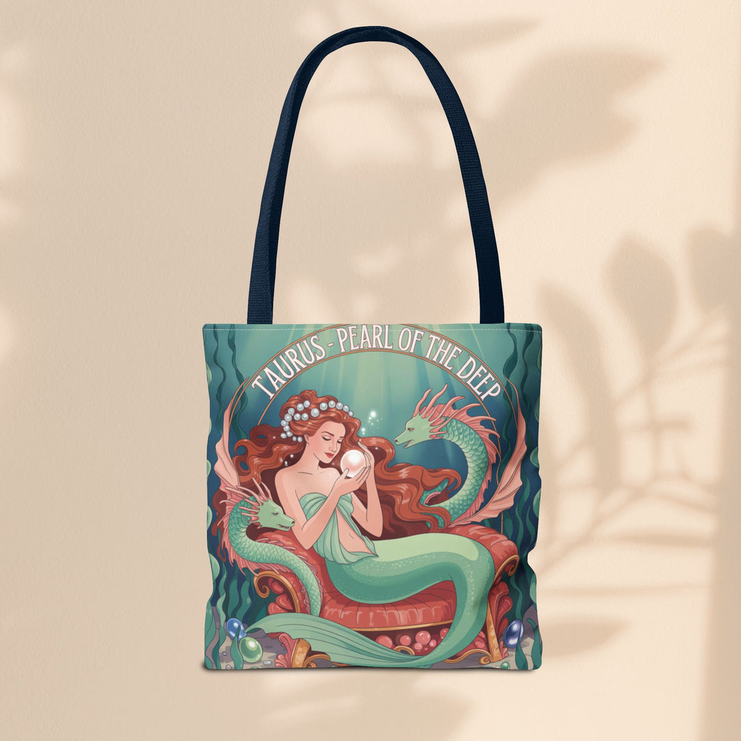 Taurus Mermaid Tote Bag, Taurus Zodiac, Ocean Lover Gift, Beach Accessory, Astrology Decor, Unique Shopping Bag